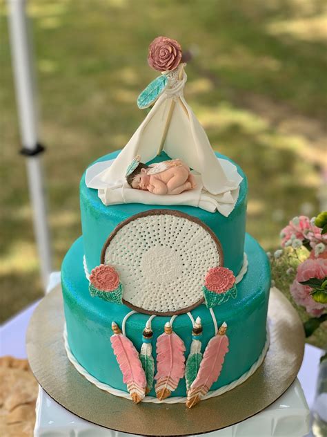 boho baby shower cake